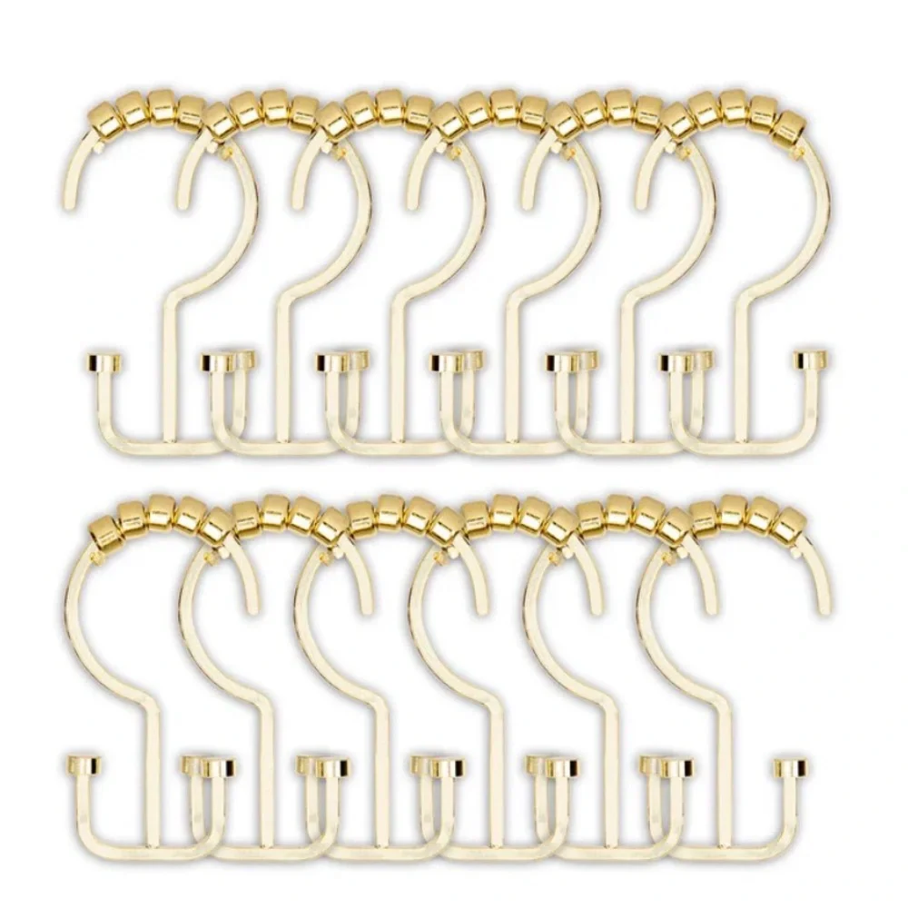 Set of 18 Gold Shower Curtain Hooks